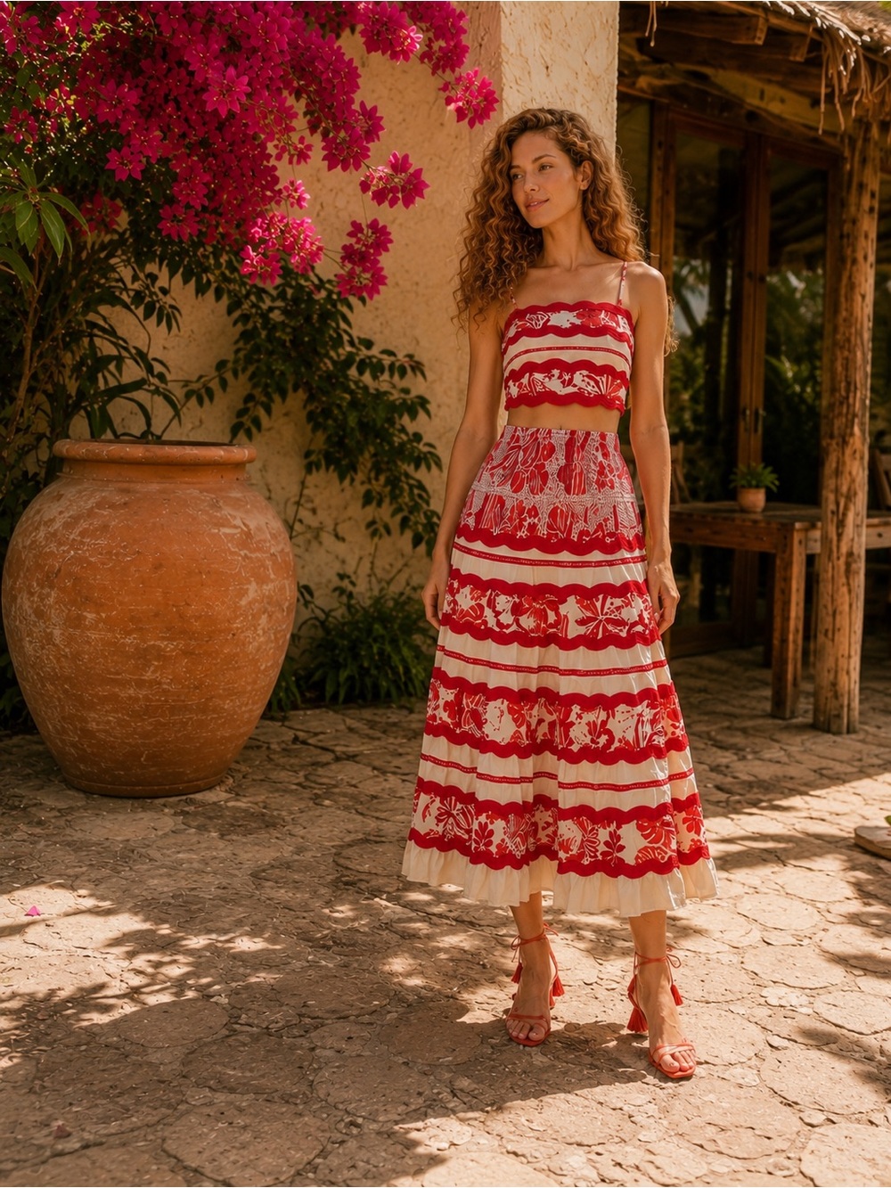 Farm Rio Tiles Printed Skirt and Top Set - Picture 3 of 16